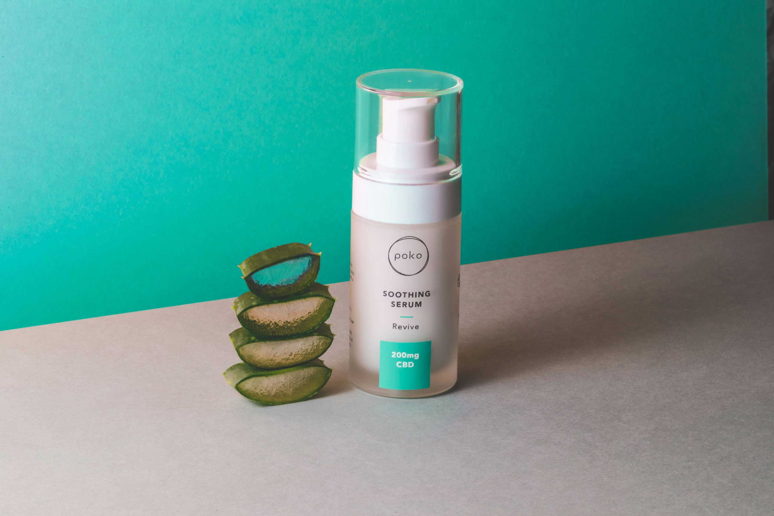 Aloe vera pieces and bottle